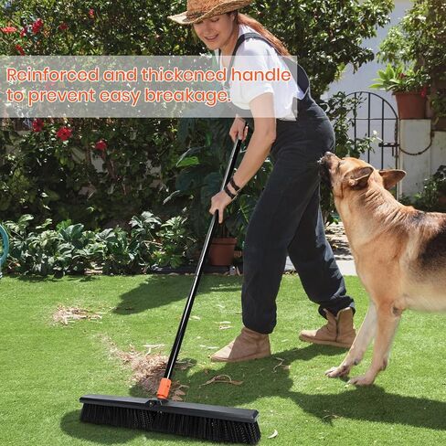 SONCAL 24" Push Broom Outdoor, 65" Long Handle Stiff Bristles Heavy Duty Angle Shop Broom for Sweeping Deck, Yard, Patio, Garden and Concrete Floor in Saudi Arabia