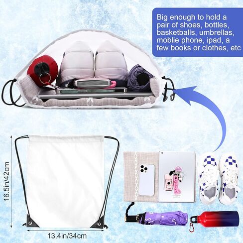 Talltalk 36 Pcs Workout Towels Set, 12 Cooling Towels 40"x12" 12 Squeeze Water Bottles 24 Oz and 12 Drawstring Backpack Bags for Teenagers Football Team Gifts DIY Gym Outdoor Sports Travel, White in Saudi Arabia