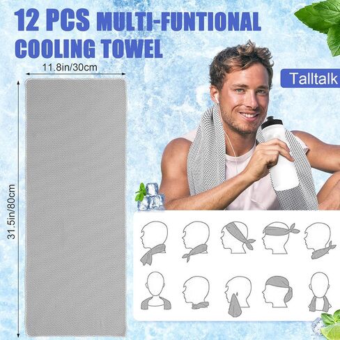 Talltalk 36 Pcs Workout Towels Set, 12 Cooling Towels 40"x12" 12 Squeeze Water Bottles 24 Oz and 12 Drawstring Backpack Bags for Teenagers Football Team Gifts DIY Gym Outdoor Sports Travel, White in Saudi Arabia