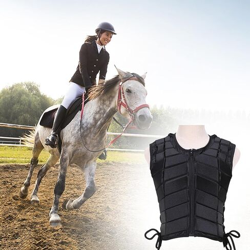 سترة ركوب الخيل، سترة الفروسية، سترة واقية للفروسية من البوليستر للجنسين، سترة تدريب ركوب الخيل الآمنة، معدات حماية الجسم الواقية، مقاسات مختلفة، للأطفال البالغين (الحجم: طفل L) in Kuwait