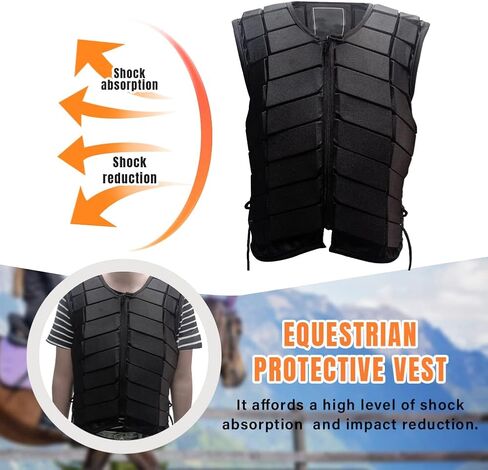 سترة ركوب الخيل، سترة الفروسية، سترة واقية للفروسية من البوليستر للجنسين، سترة تدريب ركوب الخيل الآمنة، معدات حماية الجسم الواقية، مقاسات مختلفة، للأطفال البالغين (الحجم: طفل L) in Kuwait