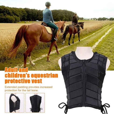 سترة ركوب الخيل، سترة الفروسية، سترة واقية للفروسية من البوليستر للجنسين، سترة تدريب ركوب الخيل الآمنة، معدات حماية الجسم الواقية، مقاسات مختلفة، للأطفال البالغين (الحجم: طفل L) in Kuwait