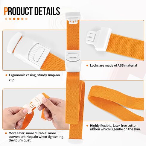 Atealus 5 Pack Adjustable Tourniquet - Elastic Quick Release Buckle Band Emergency Tourniquets for Home Outdoor Sport Camping Hiking(17.7 * 1 Inch) in Saudi Arabia