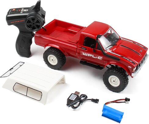 Losbenco RC Crawler 1/16 Scale RC Rock Crawler, WPL C24 All Terrain RC Car RTR 4x4 Off-Road Remote Control Trucks with LED Lights and Two Batteries for Kids and Adults in Kuwait