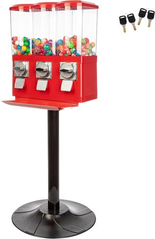 Gumball Machine - Triple Candy Machine Dispenser for Gumballs, Capsules, and Candy - Vending Machines for Business by Great Northern Popcorn (Red) in Saudi Arabia