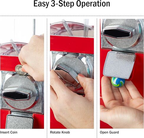 آلة العلكة - موزع آلة الحلوى الثلاثي لكرات العلكة والكبسولات والحلوى - آلات بيع للأعمال من شركة Great Northern Popcorn (أحمر) in Kuwait