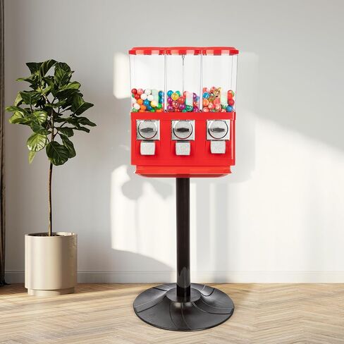 آلة العلكة - موزع آلة الحلوى الثلاثي لكرات العلكة والكبسولات والحلوى - آلات بيع للأعمال من شركة Great Northern Popcorn (أحمر) in Kuwait