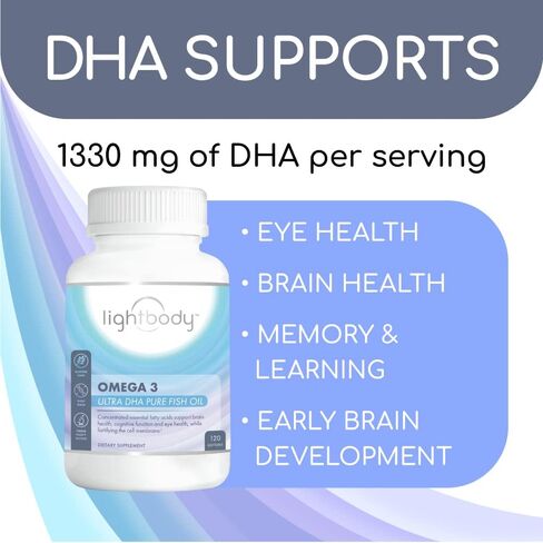 Lightbody™ Ultra Omega 3 Fish Oil High DHA 2,000mg Softgels - Super Concentrated - Wild Caught - Sustainable Burpless Vitamin (High DHA) (120 Count) in Saudi Arabia
