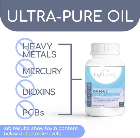 Lightbody™ Ultra Omega 3 Fish Oil High DHA 2,000mg Softgels - Super Concentrated - Wild Caught - Sustainable Burpless Vitamin (High DHA) (120 Count) in Saudi Arabia