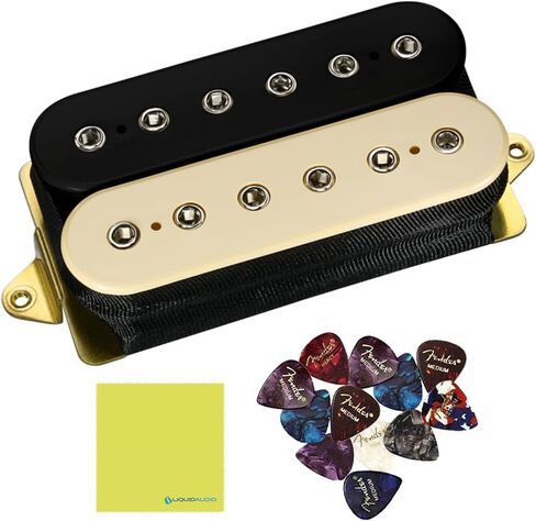 DiMarzio Super Distortion Humbucker Pickup DP100BC, Black/Cream Bundle with 12x Fender Guitar Picks and Liquid Audio Polishing Cloth in Saudi Arabia