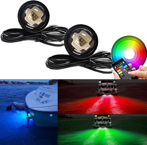 JXOFROAD RGB متعدد الألوان قارب قابس التصريف الضوء، 12 فولت مقاوم للماء التوصيل إغراء الفولاذ المقاوم للصدأ Transom أضواء بحرية للسفن للصيد الليلي in Kuwait