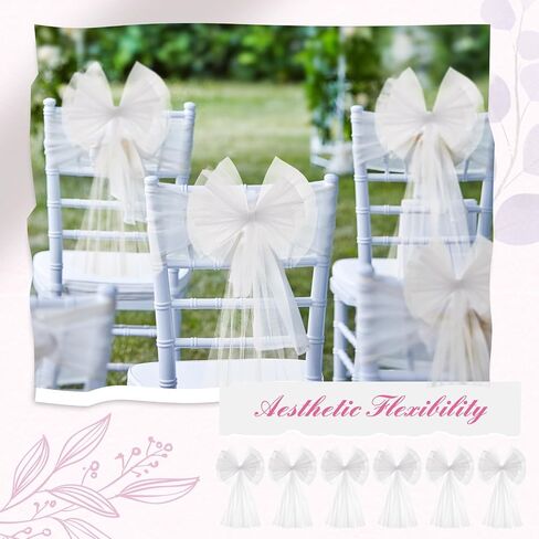 Yunlly 12 Pcs Large Wedding Pew Bows 21.65 x 11.81 in Tulle Wedding Bows for Church Chair Bench Seat Door Wedding Car Decorations Ceremony Reception Aisle Anniversary Bridal Shower Birthday in Saudi Arabia
