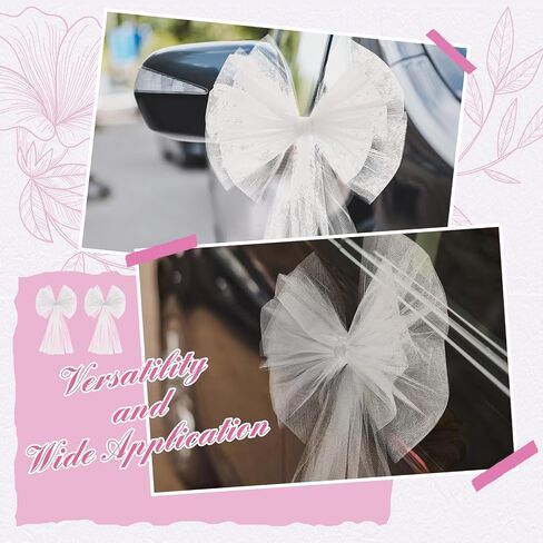 Yunlly 12 Pcs Large Wedding Pew Bows 21.65 x 11.81 in Tulle Wedding Bows for Church Chair Bench Seat Door Wedding Car Decorations Ceremony Reception Aisle Anniversary Bridal Shower Birthday in Saudi Arabia