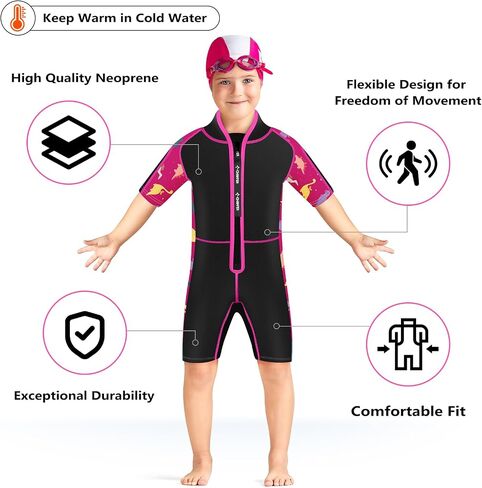 Chriffer Kids Wetsuit Shorty Wet Suit for Girls Boys Front Zip 2mm Neoprene Thermal Short Sleeves for Toddler/Kid/Youth/Teens Keep Warm for Diving Surfing Swimming Water Sports in Saudi Arabia