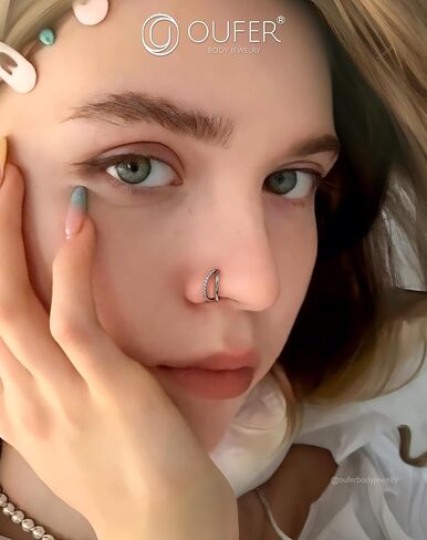 OUFER Cartilage Helix Earring, Stainless Steel 16G Lip Rings Silver, Double Hoops Hinged Segment Rings, Sparkling CZ Lip Cartilage Helix Snug Rook Daith Lobe Piercing Jewelry for Women and Men in Saudi Arabia