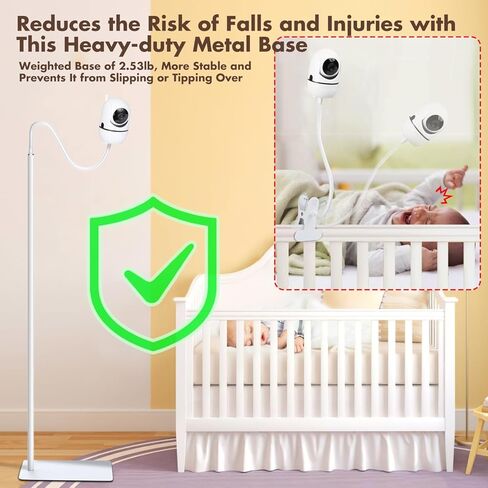 حامل أرضي لمراقبة الأطفال متوافق مع Infant Optics DXR-8 Pro، Nanit Pro، Babysense، Owlet، Eufy، HelloBaby، Motorola، VTech، أجهزة مراقبة الأطفال الأخرى مع فتحة لولبية 1/4، ارتفاع قابل للتعديل 68 بوصة in Kuwait
