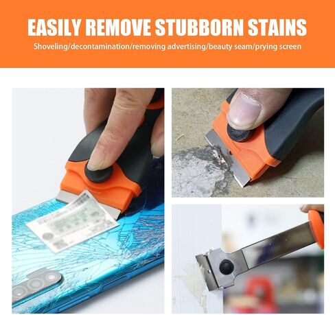 ZBGUN 2 PCS Car Cleaning Blade Combination Set, 3.93" x 1.57" x 0.98" Multi-Functional Double-Head UV Adhesive Film Tool Scraper Long Scraper, Portable Accessory, for Most Car Models (Orange & Black) in Saudi Arabia