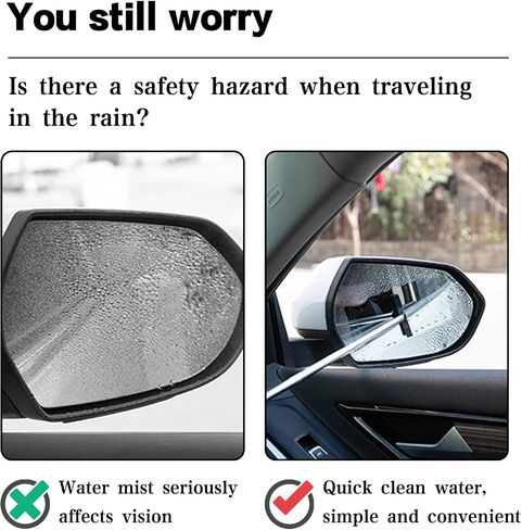 1 PC Retractable Rear View Mirror Wiper for Car, 98cm/38.6inch Long Handle Car Cleaning Tool Mirror Glass Mist Cleaner, Car Glass Clean Tool for Cleaning Rain, Snow, Fog (Red) in Saudi Arabia