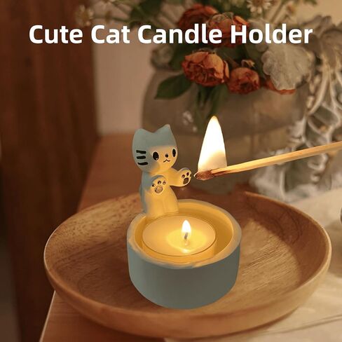 Cat Candle Holder Warming Paws Cartoon Kitten Candle Holder Cute Cat Scented Small Mini Tea Light Candle Holders Tangcii Cat Decor for Cat Lover Gift for Girl Women (Calico cat) in Kuwait