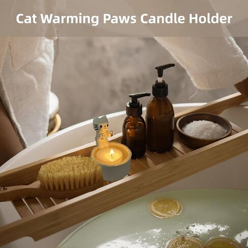 Cat Candle Holder Warming Paws Cartoon Kitten Candle Holder Cute Cat Scented Small Mini Tea Light Candle Holders Tangcii Cat Decor for Cat Lover Gift for Girl Women (Calico cat) in Kuwait