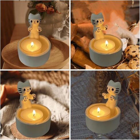 Cat Candle Holder Warming Paws Cartoon Kitten Candle Holder Cute Cat Scented Small Mini Tea Light Candle Holders Tangcii Cat Decor for Cat Lover Gift for Girl Women (Calico cat) in Kuwait