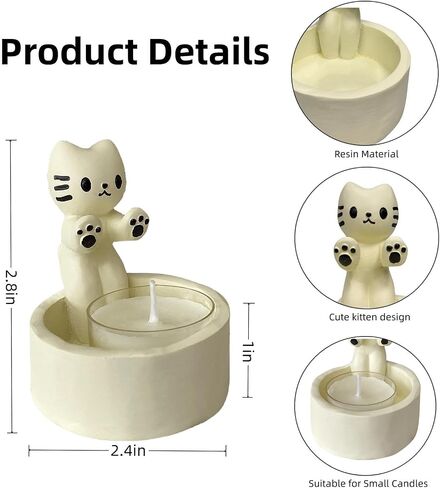 Cat Candle Holder Warming Paws Cartoon Kitten Candle Holder Cute Cat Scented Small Mini Tea Light Candle Holders Tangcii Cat Decor for Cat Lover Gift for Girl Women (Calico cat) in Kuwait