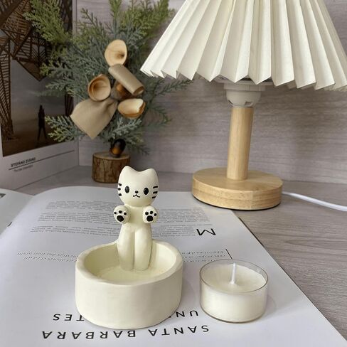Cat Candle Holder Warming Paws Cartoon Kitten Candle Holder Cute Cat Scented Small Mini Tea Light Candle Holders Tangcii Cat Decor for Cat Lover Gift for Girl Women (Calico cat) in Kuwait