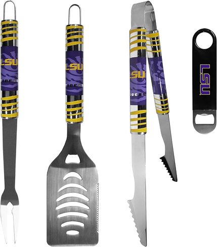 مجموعة شواء Siskiyou Sports NCAA LSU Tigers للجنسين 3 قطع وفتاحة زجاجات، ألوان الفريق، مقاس واحد in Kuwait