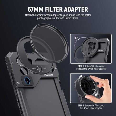 NEEWER S23 Ultra Phone Cage Video Rig with Dual Side Handle Grips, 17mm Thread & M Mount Lens Backplanes, 67mm Filter Adapter, Phone Stabilizer for Samsung Galaxy S23 Ultra Video Recording Filming in Saudi Arabia