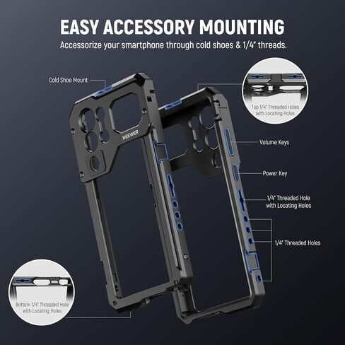 NEEWER S23 Ultra Phone Cage Video Rig with Dual Side Handle Grips, 17mm Thread & M Mount Lens Backplanes, 67mm Filter Adapter, Phone Stabilizer for Samsung Galaxy S23 Ultra Video Recording Filming in Saudi Arabia