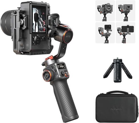 hohem iSteady MT2 Gimbal Stabilizer for Camera, 4 in 1 3-Axis Gimbal for Mirrorless/Compact Camera/Action Camera/Smartphone, OLED Display, Compatible for Canon/Sony/Nikon/iPhone in Saudi Arabia