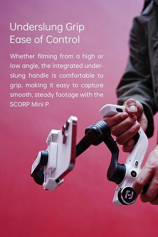 مجموعة Feiyu SCORP Mini P، مثبت انحراف للهاتف الذكي مع حامل توسيع مستشعر تتبع الضوء المغناطيسي، انحراف للهاتف ثلاثي المحاور لهاتف iPhone وAndroid ومقبض حبال متكامل 520 جرام أقصى حمولة in Kuwait