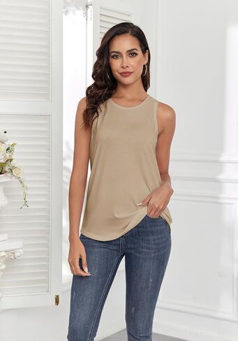 Smile Fish Women Crewneck Flowy Loose Fit Tank Top Sleeveless Summer Tops Shirts in Kuwait