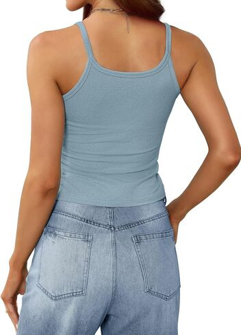 Saloogoe Womens Tank Tops Ribbed Form Fitting Scoop Neck Summer Tops Basic 2 Pack/3 Pack in Saudi Arabia