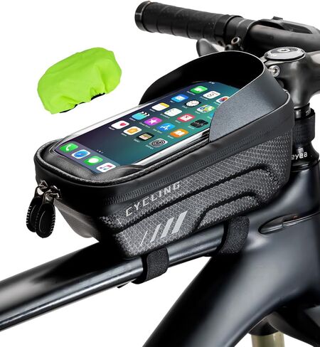 ROCKBROS Hard Shell Bike Phone Mount Bag, Hard Case EVA Waterproof Bike Phone Bag Bike Phone Holder, Front Frame Bag Top Tube Handlebar Bag, with Rain Cover Compatible with Phones Under 7’’ in Saudi Arabia