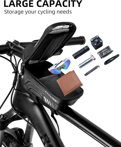 ROCKBROS Hard Shell Bike Phone Mount Bag, Hard Case EVA Waterproof Bike Phone Bag Bike Phone Holder, Front Frame Bag Top Tube Handlebar Bag, with Rain Cover Compatible with Phones Under 7’’ in Saudi Arabia