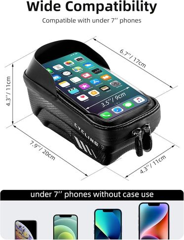 ROCKBROS Hard Shell Bike Phone Mount Bag, Hard Case EVA Waterproof Bike Phone Bag Bike Phone Holder, Front Frame Bag Top Tube Handlebar Bag, with Rain Cover Compatible with Phones Under 7’’ in Saudi Arabia