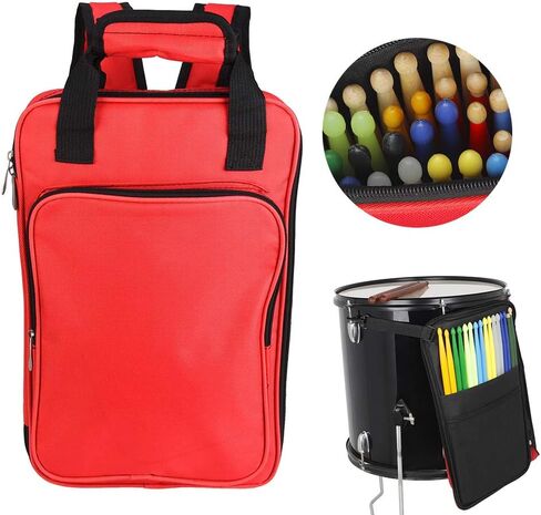 Bnineteenteam Drumstick Bag Large Capacity Thickened Cotton Mallet Bag Backpack Portable Waterproof Drum Stick Storage Backpack for Drum Stick Storage(Red) Playing Accessories in Saudi Arabia
