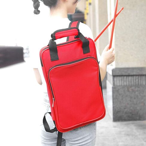 Bnineteenteam Drumstick Bag Large Capacity Thickened Cotton Mallet Bag Backpack Portable Waterproof Drum Stick Storage Backpack for Drum Stick Storage(Red) Playing Accessories in Saudi Arabia