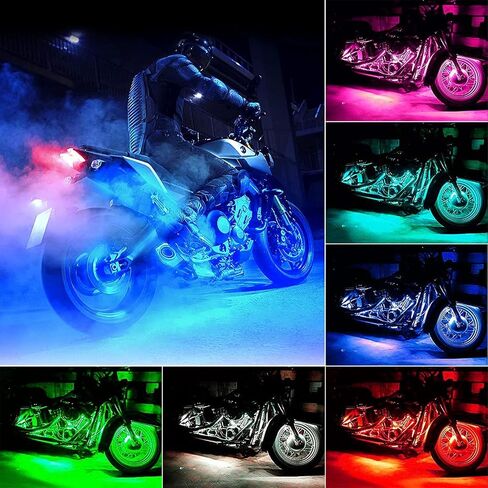 CIIHON Motorcycle RGB LED Lights Kits Motorcycle Light Strip APP Control Smart Brake IP67 Waterproof Accent 12 PCS Compatible with Trikes Golf Carts in Saudi Arabia