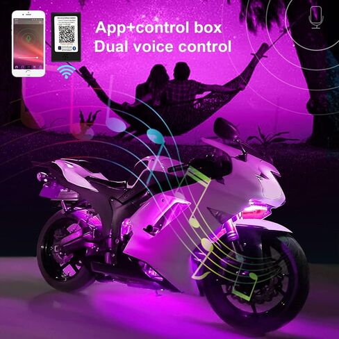 CIIHON Motorcycle RGB LED Lights Kits Motorcycle Light Strip APP Control Smart Brake IP67 Waterproof Accent 12 PCS Compatible with Trikes Golf Carts in Saudi Arabia