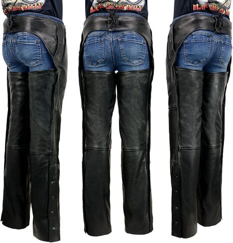 Milwaukee Leather USA MADE MLM5571 للرجال باللون الأسود "Rough Rider" من الجلد الفاخر للدراجات النارية مع بطانة حرارية - كبير in Kuwait