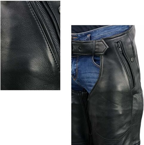 Milwaukee Leather USA MADE MLM5571 للرجال باللون الأسود "Rough Rider" من الجلد الفاخر للدراجات النارية مع بطانة حرارية - كبير in Kuwait