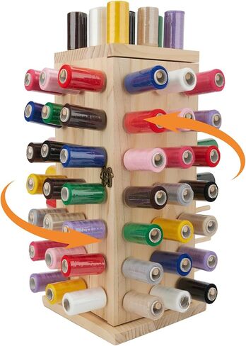 Gyuele 84 بكرات حامل خيط حامل 360 درجة يدور بالكامل رف خيط خشبي/منظم حامل خيط للخياطة واللحف والتطريز وتجديل الشعر والمجوهرات in Kuwait