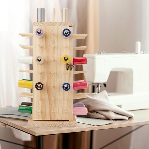 Gyuele 84 بكرات حامل خيط حامل 360 درجة يدور بالكامل رف خيط خشبي/منظم حامل خيط للخياطة واللحف والتطريز وتجديل الشعر والمجوهرات in Kuwait