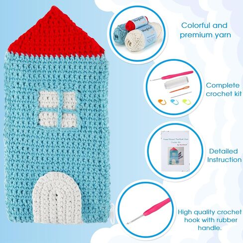 Hanfetch Crochet Kit House-Shaped Pen/Crochet Hook Case for Beginner, Step by Step Video Tutorial and Detailed Guide Instruction DIY Craft Supplies for Adult and Kid with Complete Kit. in Saudi Arabia