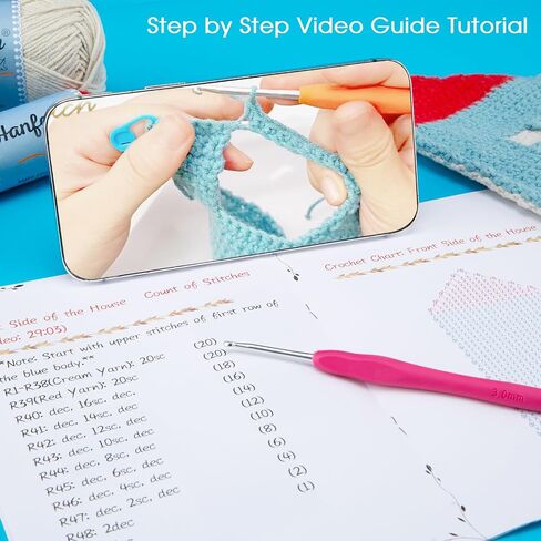 Hanfetch Crochet Kit House-Shaped Pen/Crochet Hook Case for Beginner, Step by Step Video Tutorial and Detailed Guide Instruction DIY Craft Supplies for Adult and Kid with Complete Kit. in Saudi Arabia