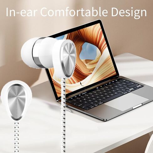 MIRHO Comfort in-Ear Wired Earbuds with Ergonomic Design and Noise Reduction,Lightweight 3.5mm Wired Headphones for Everyday Use (White) in Saudi Arabia