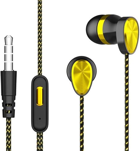 MIRHO Ergonomic Comfort 3.5mm Wired Earbuds with Precision Bass and Stereo Sound,Wired Headphones with mic for Music(Yellow in Saudi Arabia