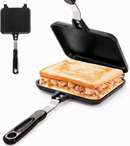 Cididu Hot Sandwich Maker, Sandwich Toaster Gas Stove, Double-sided Non-stick Frying Pan for Bread Cheese Pancake Breakfast, Stovetop Sandwich Grill Press Flip Pan for Camping Home in Saudi Arabia